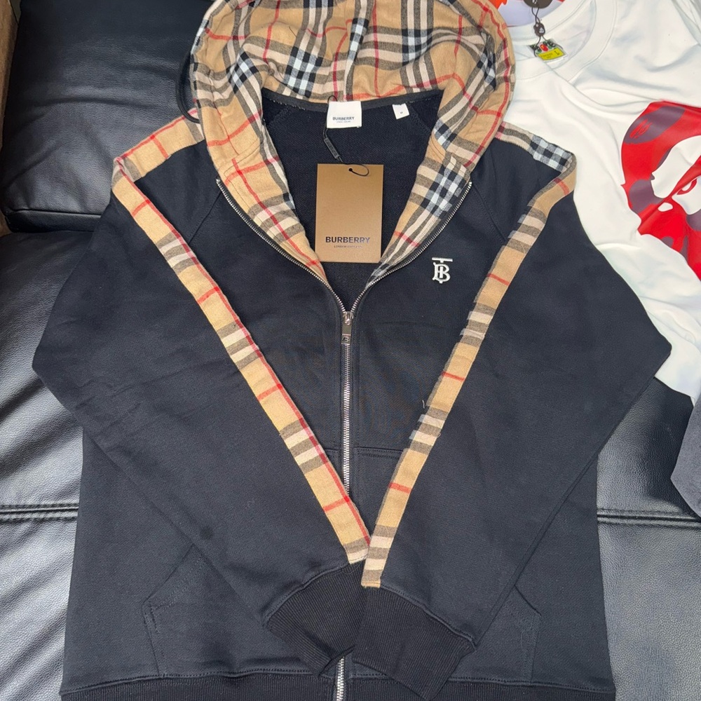 Burberry Black Jacket with Checkered Trim